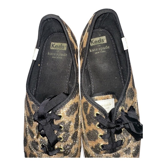 Keds x Kate Spade Leopard Print Glitter Sneakers, Size 9 - Picture 5 of 9